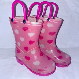Pink with Hearts Rain Boots Toddler 5